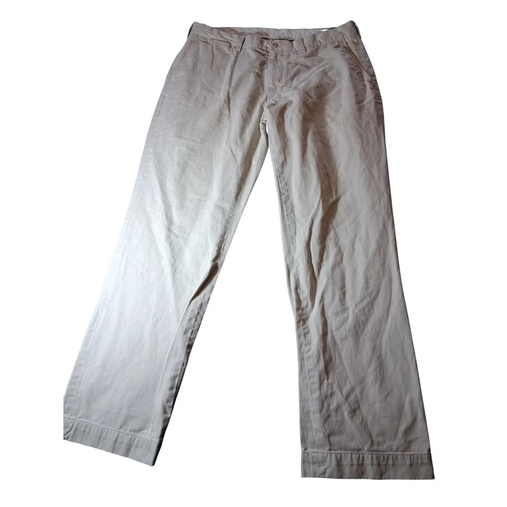 Polo Ralph Lauren Men 36x32 Tan Khaki Chino Pants Straight Leg Flat Front Cotton